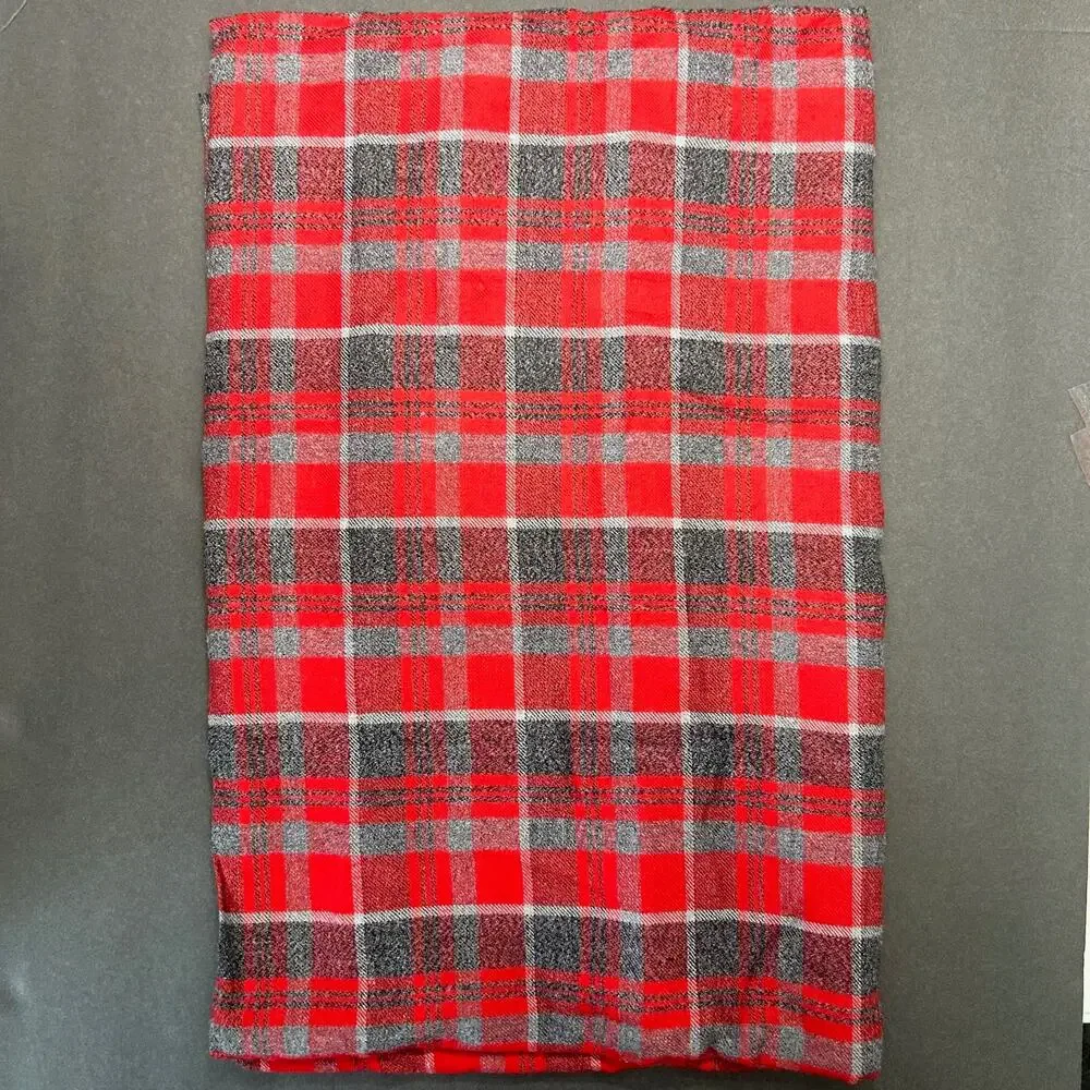Brushed Rayon Plaid Fabric Red Gray 46